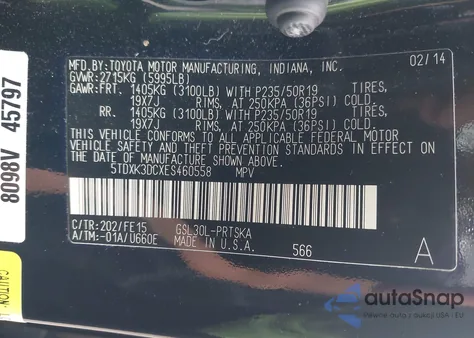 2014 Toyota Sienna Se 8 Passenger from USA, damaged, VIN 5TDXK3DCXES460558